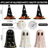 Set Of 3 Ceramic-Ghosts With Witch Hats, Halloween Decorations Indoor, Cute Spooky Halloween-Ghost Figurines Ceramic Decor