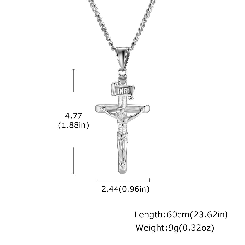 Stainless Steel Catholic Cross Necklace for Men,St. Benedict's Catholic Crucifix Pendant Necklace,Religion Gothic Jewelry Gift