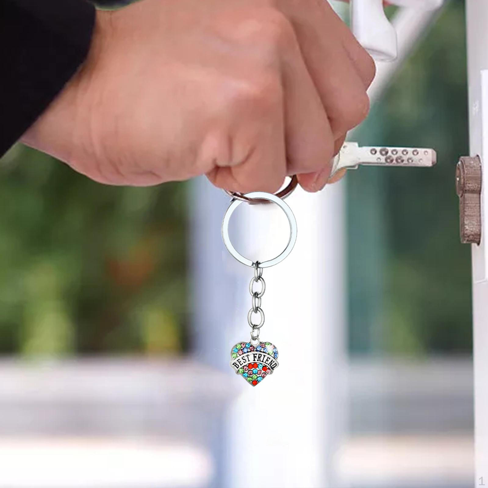 

Автомобильный брелок со стразами, подвеска-сумка, креативный сверкающий металлический брелок в форме сердца для BEST FRIEND