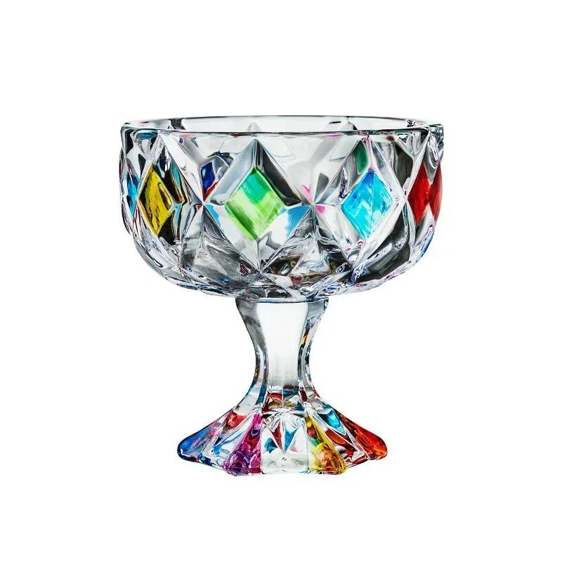 300ml Ice Cream Cup Glass Dessert Yogurt Cups Creativity Hand Painted Goblet Fruit Pudding Salad Bowl Dessert Milk Shake Cup