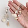Ocean Style Pearl Bow Shell Conches Charm Beaded Mobile Phone Chains  Keychain Pendants Girly Bag Hanging Ornaments Gifts