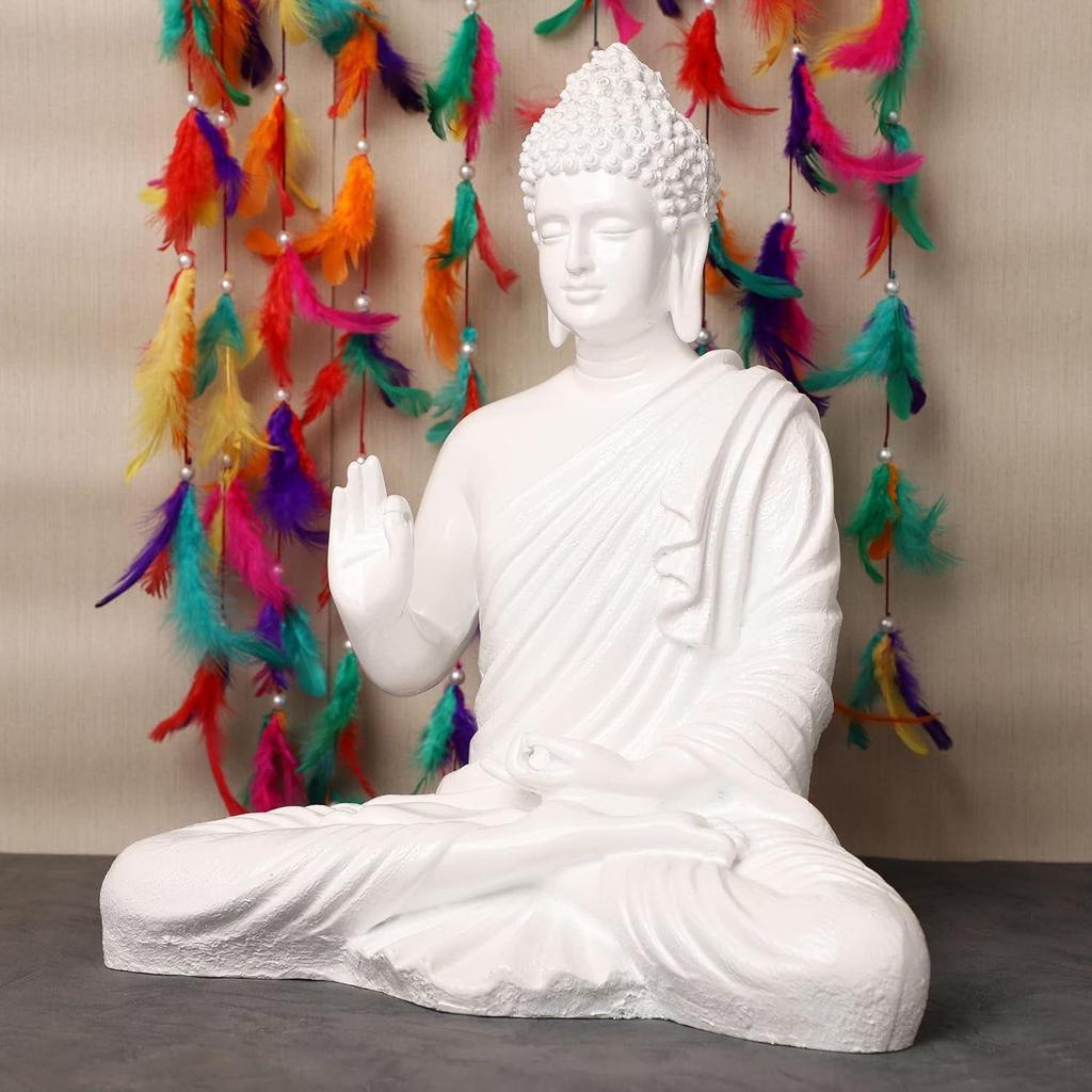 Nejnovější socha Sedícího Buddhy pro domácí a kancelářské dekorace, Socha Idolu z mramoru 15 palců