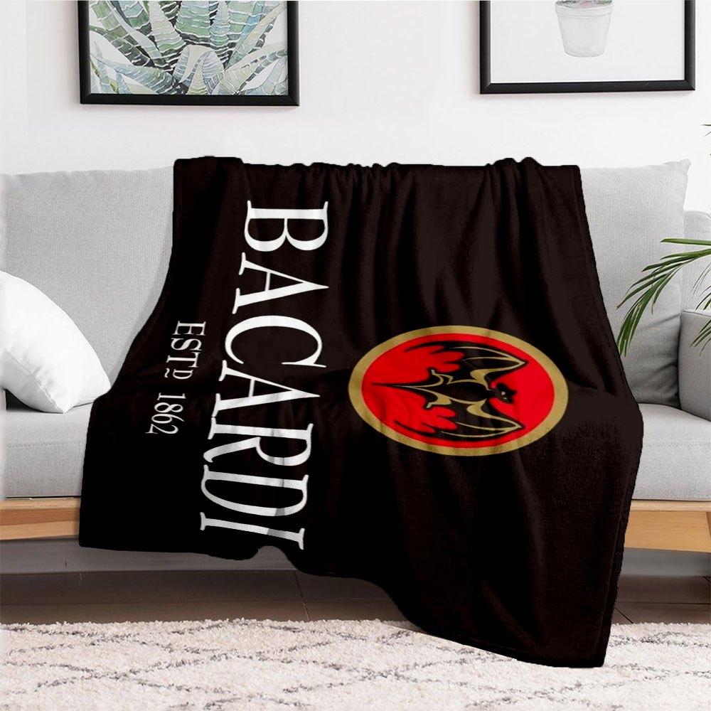 Bacardi Rum 1862 Bat Logo T-ShirtBlanket Flannel Throw Blanket for Sofa, Bed, Travel, Camping, Office, Couch, Chair, And Bed Gift for Christ