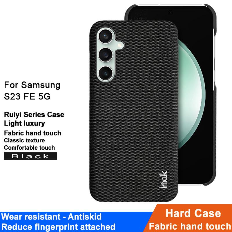 

IMAK Ruiyi Series for Samsung Galaxy S23 FE Case Cloth Texture Leather Coated PC Cover Black