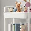 Plastic Rolling Cart 2 Layers White with Hook Stable Mobile Utility Cart for Living Room Bedroom