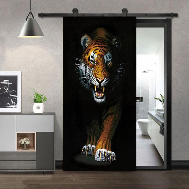 3d Wardrobe Sticker Door Entry Black Labrador Puppy Vinyl Waterproof Selfadhesive Door Mural Decal Home Decor