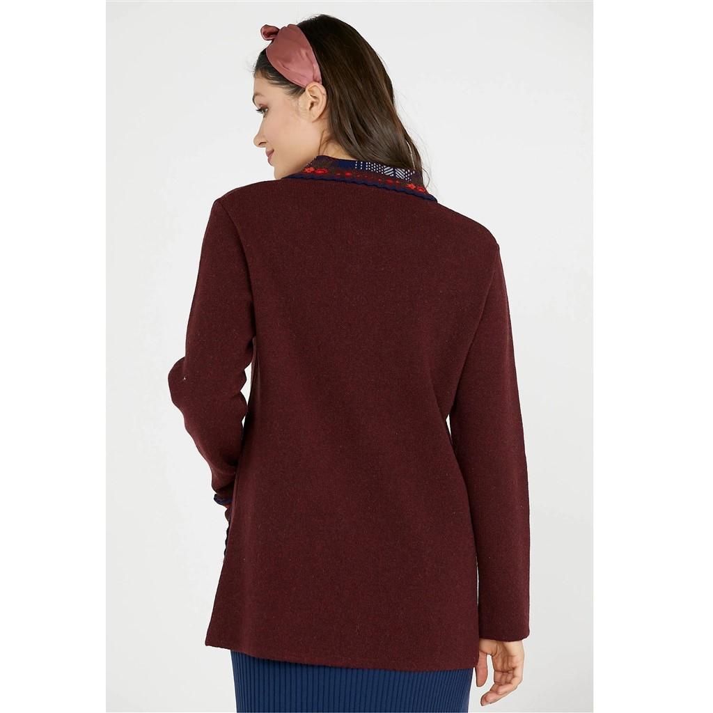 Sementa Baby Collar Embroidered Women's Knitwear Jacket