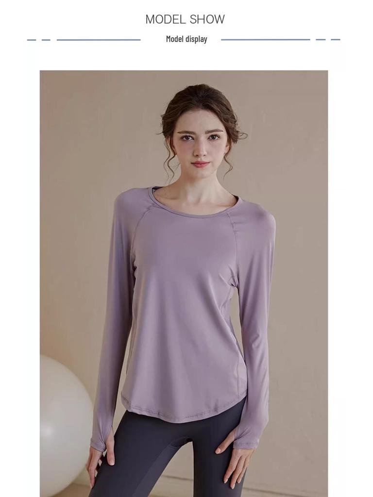 Women's Quick-Drying Long-Sleeve Sports Top for Spring Running and Yoga