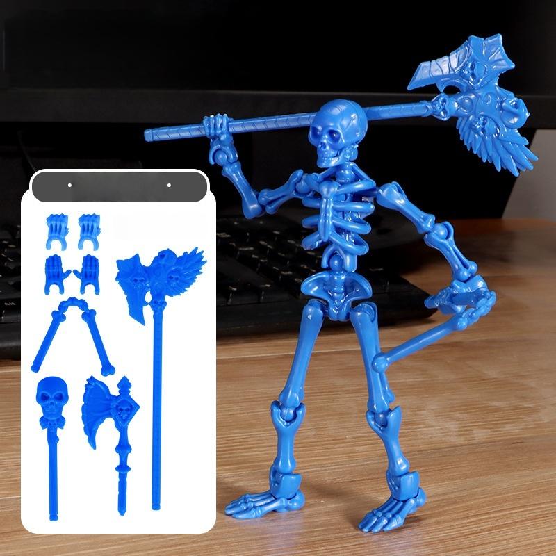1 Set Multi-Articulable Skull And Bone Puppet Decoration Action Figures Three-Dimensional Skull Model Assembly Toy Gift