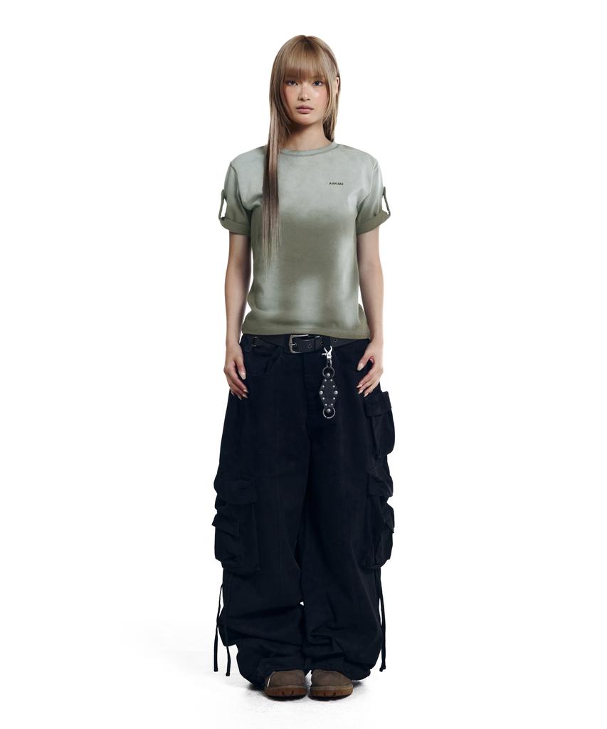 AAKAM Dirty Mist Roll-Up Half Top (Khaki)