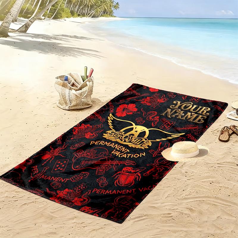 Name Custom Aerosmith Print Beach Towel, Large Soft Quick Dry Towel for Beach Camping Swimming