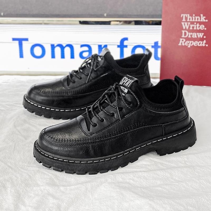 New retro handmade men's shoes leather shoes outdoor casual men's social shoes lace-up sewn non-slip