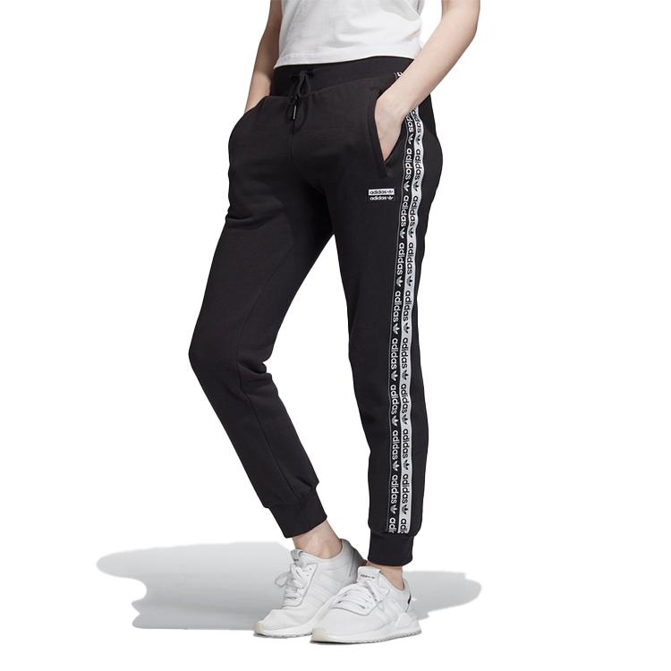 Adidas Originals RYV Side Logo Print Drawstring Cuffed Vintage Sweatpants Women Bottoms Black FN2789