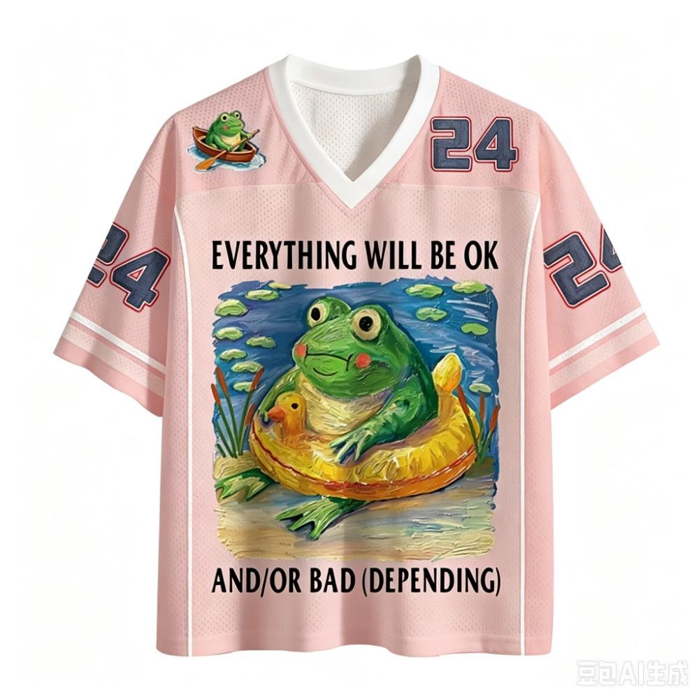 Interesting Frog 3D Print Quick-dry Breathable Sports Men Women Vneck LooseTrend Tshirt Fashionable Street Y2K Parental Clothing