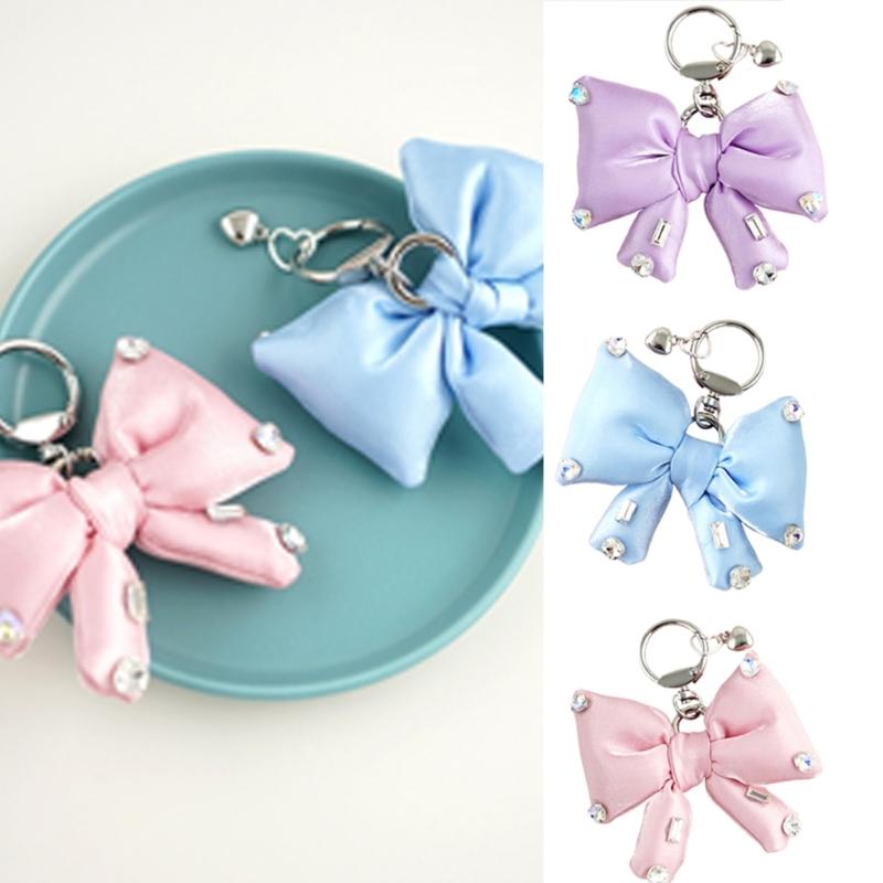 Elegant Butterfly Bowknot Keychain with Sparkling Rhinestones Detail Sturdy Alloy Construction Pendant Trendy Women