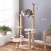 Solid Wood Sisal Cat Tree with Space Capsule and Scratch Board