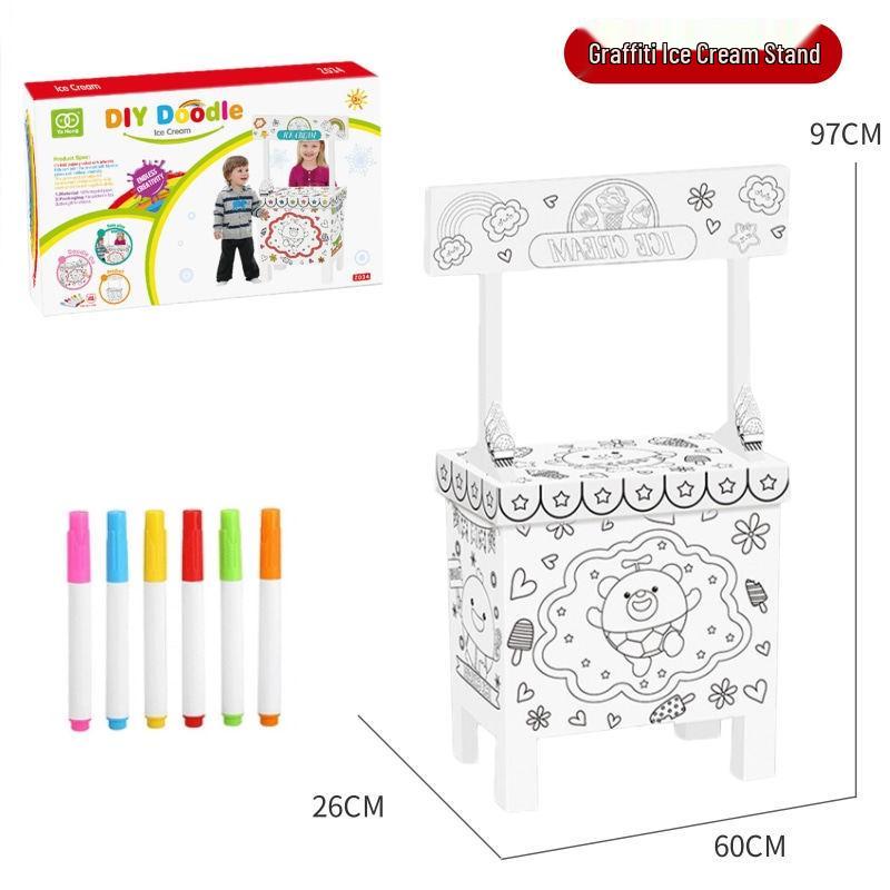 3D Graffiti Cardboard House DIY Painting Toy for Kids - Educational & Intellectual Development Model