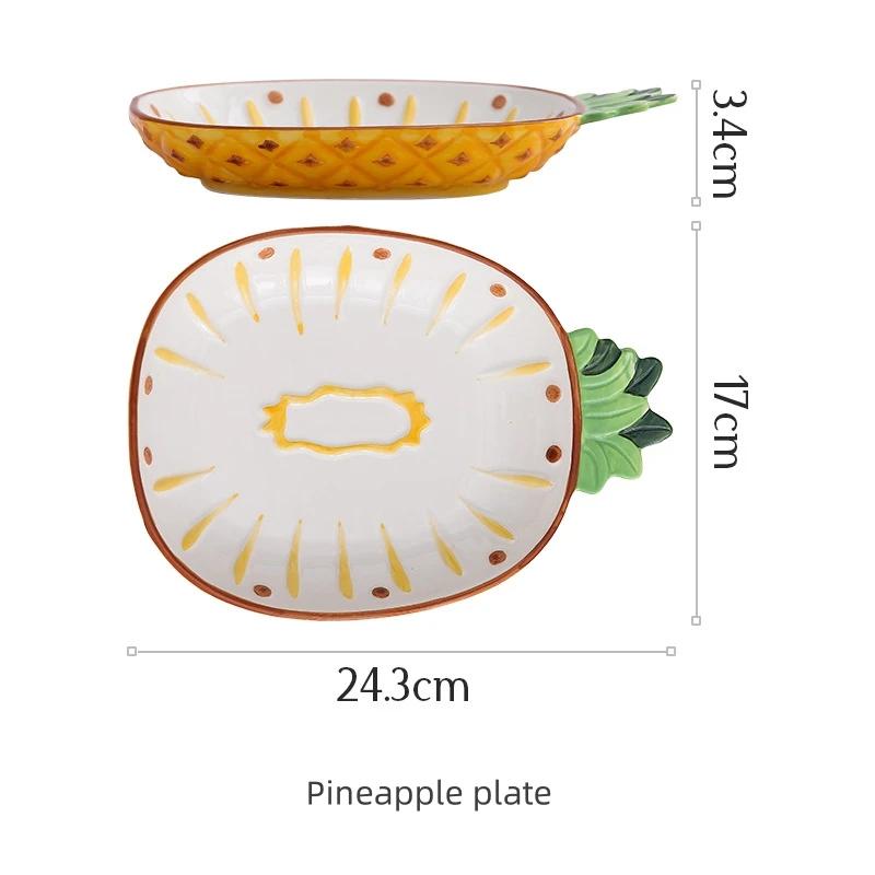 1pcs Creative Fruit Series Hand-painted Ceramic Tableware Cute Red Strawberry Lemon Pineapple Rice Dish Plate Salad Bowl