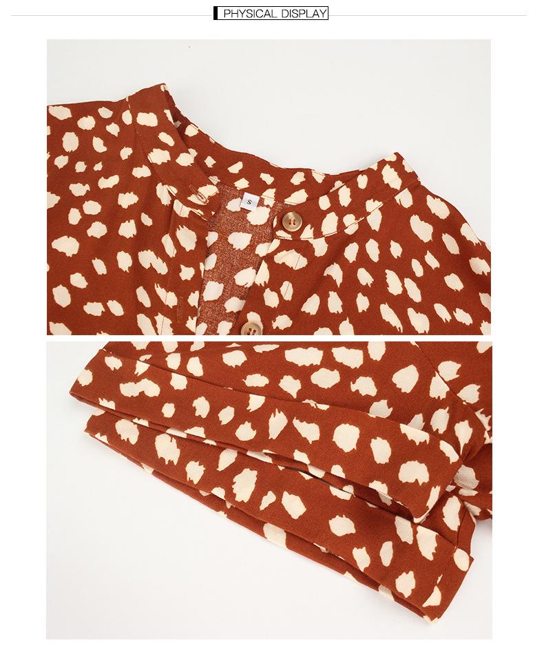 Vestido Midi de Manga Corta de Lunares Europeo y Americano - Moda de Verano 2025 para Mujer