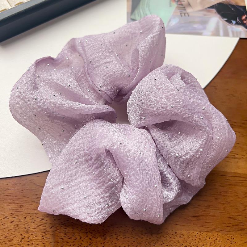 New Large-sized Fabric Hair Band and Hair AccessoryFeaturing Retro Floral and Diamond-encrusted Ponytail Hair Ties
