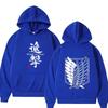 Attack on Titan Print Hoodie, Men's Autumn/Winter Fashion Sweatshirt, Harajuku Style, Casual Long-Sleeved Top, Fleece Sweatshirt