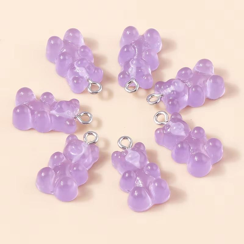 10pcs 22X11mm Candy Color Gummy Mini Bear Charms for Making Cute Earrings Pendant Necklace DIY Creative Jewelry Finding