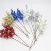 15 Glitter Powder Berries: Red, Gold, White Coffee Stems - Christmas Decor DIY