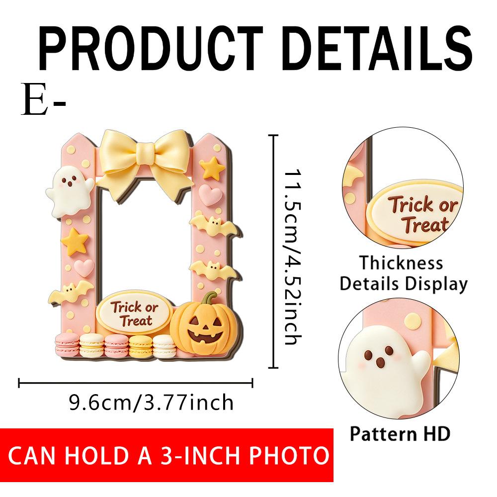 Wooden Frame Fridge Magnet Wood Board Halloween Ghost Pumpkin Photo Frame