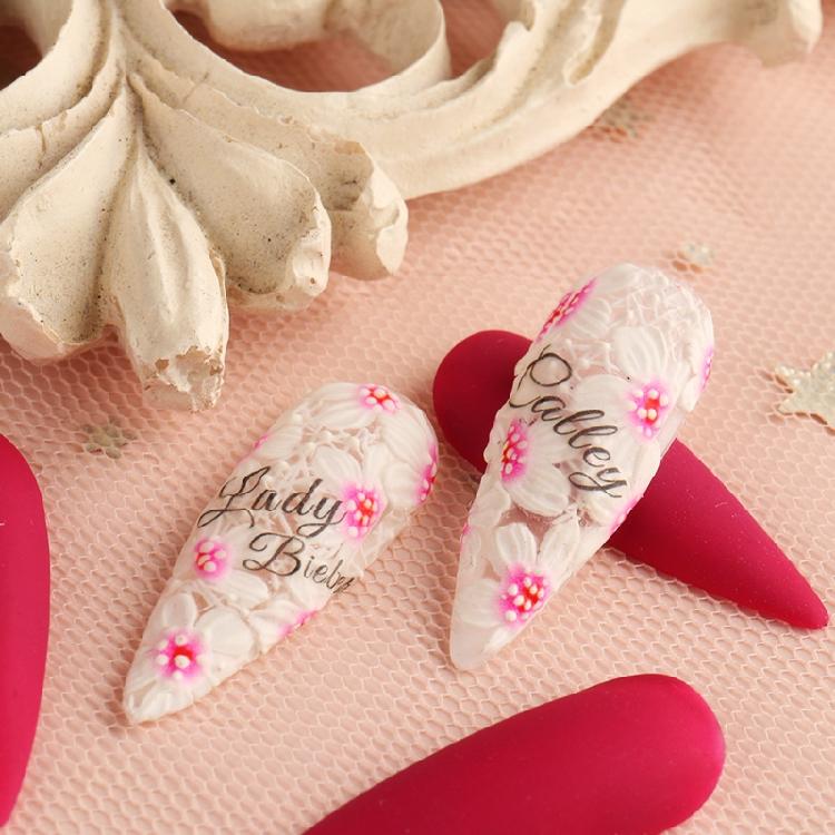 Embossed Flower Nail Sticker Self-adhesive 5D Art Embossed Nail Stickers Flower