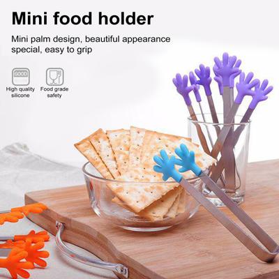 Mini Tongs Serving Tong Stainless Steel Palm Shape Food Tong for Ice Cube Sugar Fruits Salad Barbecue Grilling Buffet Kitchen Cooking
