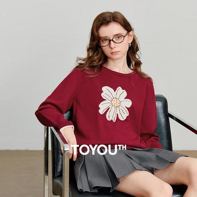Chuyu Women's Colorblock Botanical Jacquard Knit Top