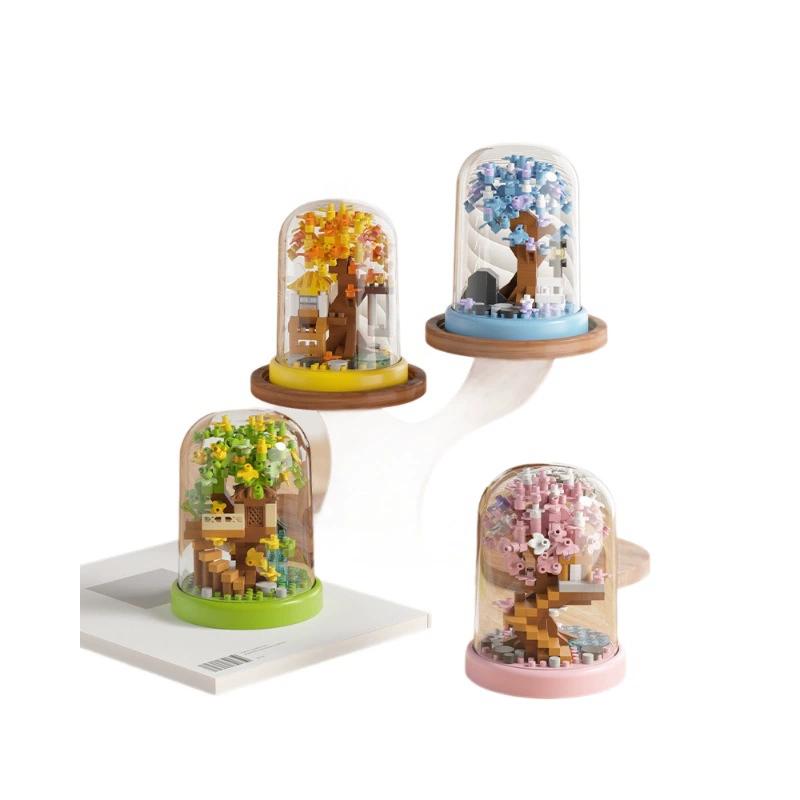 Bloques de construcción de casa del árbol de cerezos para niños juguete de regalo educativo