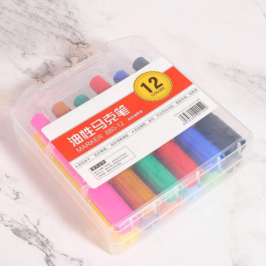 Doppelspitzen-Ölmarker Kinder Handgezeichneter Hakenstift Kinder Schreib-Malwerkzeug Künstlerbedarf(880 12 Farben )