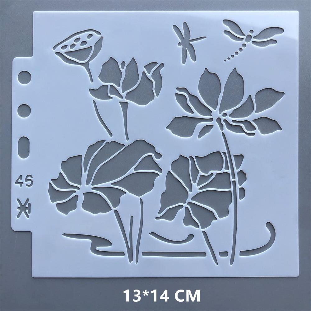 Buy 2022 NEW Lotus Dragonflies Stencils Painting Embossing DIY