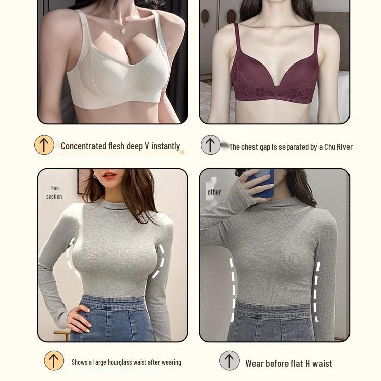 Wirefree Push-Up Enhancing Bra: Small Chest, Fixed Cup, Anti-Sagging, Seamless Design with Side Support