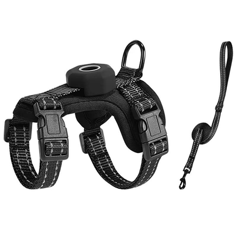 ABKP-Escape-Proof Cat Harness XS With For Airtag Holder Reflective Adjustable Kitten Vest For Outdoor Walking Cat