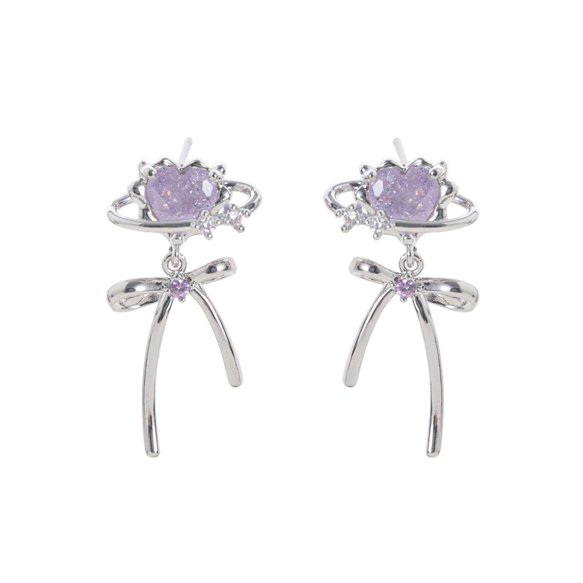 European & American Heart Bow Earrings – INS Design, Exquisite Gold Steel with 18K Gold Plated, Color Retention.