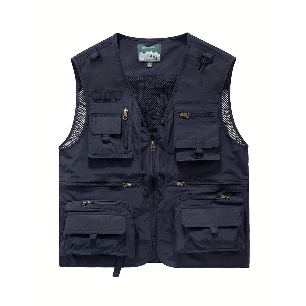 Men's Summer Casual Travels Vests with Multi Pockets, Comfy Breathable Tops for Fishing, Climbing