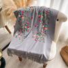 Women Winter Warm Faux Cashmere Scarf Long Winter Embroidered Floral Pattern Cold-Proof Shawls And Wraps
