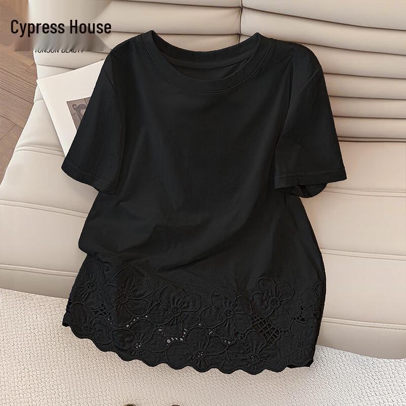 Women s 2026 Summer Embroidered Lace T-Shirt M