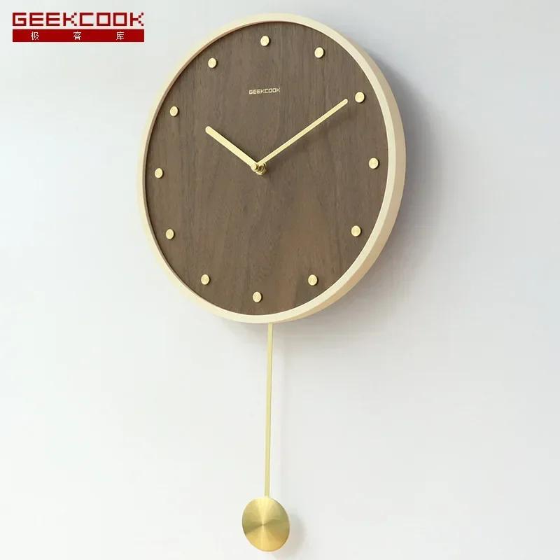 Wooden Mute Wall Clock Mute Digital Clock New Modern Minimalist Home Decoration Accessories Wall Hanging Pendulum Clock