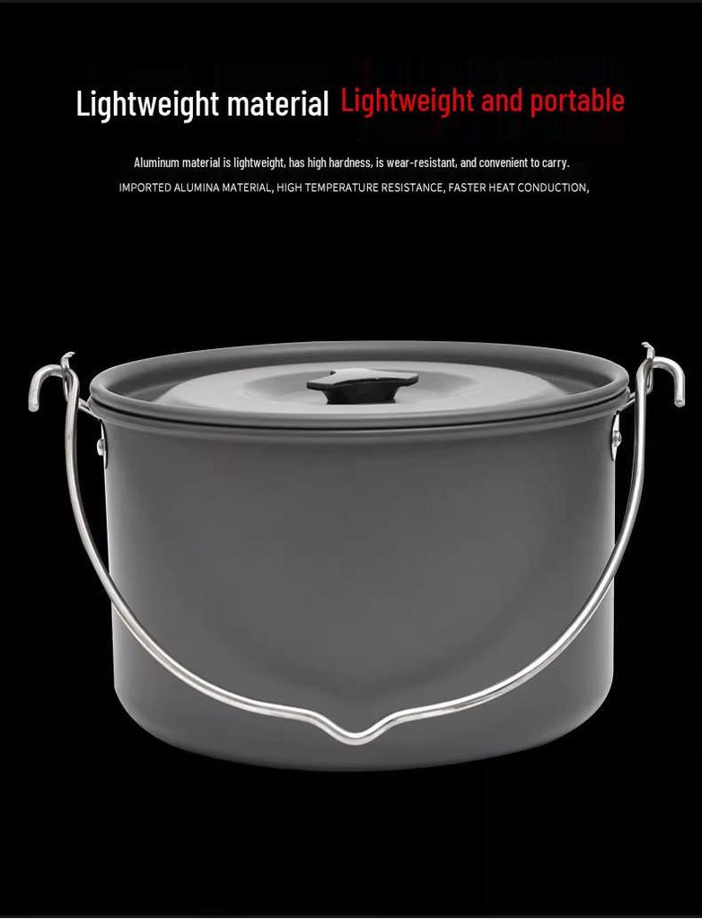 8L Ultra-Light Aluminum Hanging Pot for Camping & Cooking