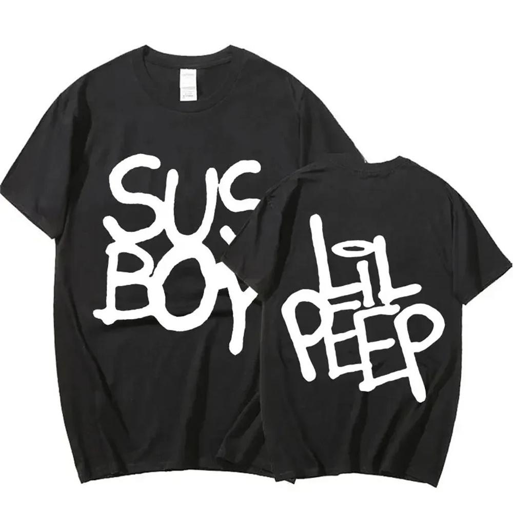 Lil Peep T-Shirt Baumwolle Hohe Qualität Herren Atmungsaktiv Streetwear Harajuku Grafik Trendiges T-Shirt Vintage Psychedelisch Anime Gothic S gray