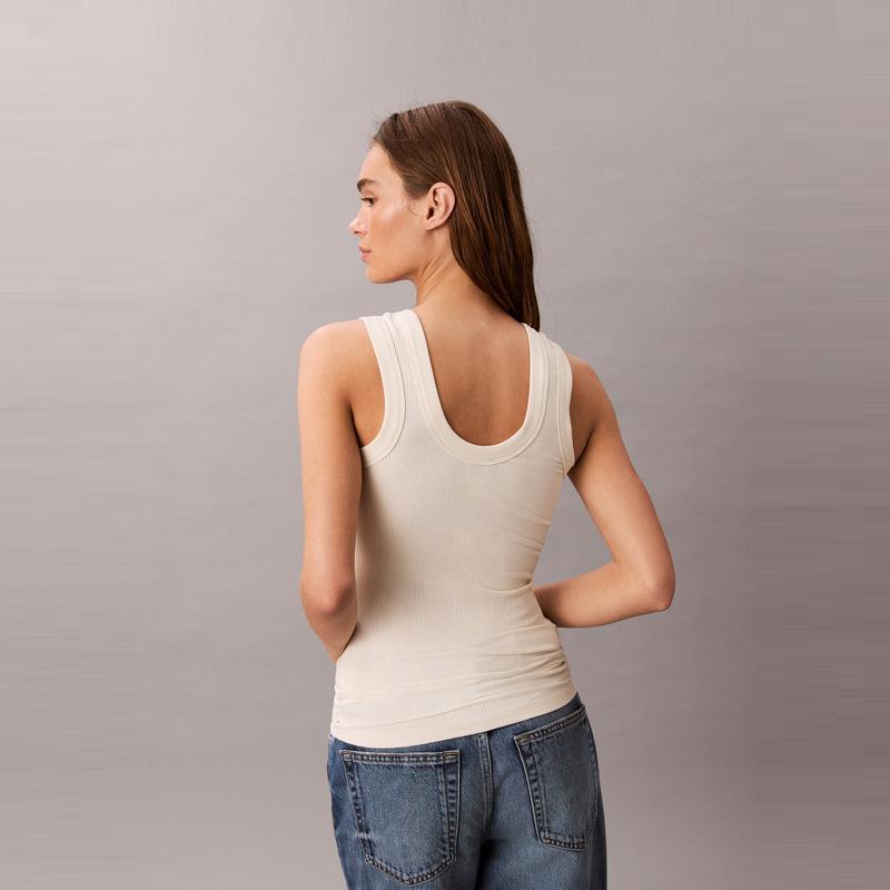 Calvin Klein Ribbed Stretch Embroidered Back Layering Tank Top Women tops 44C900G