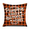 New Autumn Pillow Cover Watercolor Plaid Printed Maple Leaf Pumpkin Letter Pillow Home Cushion