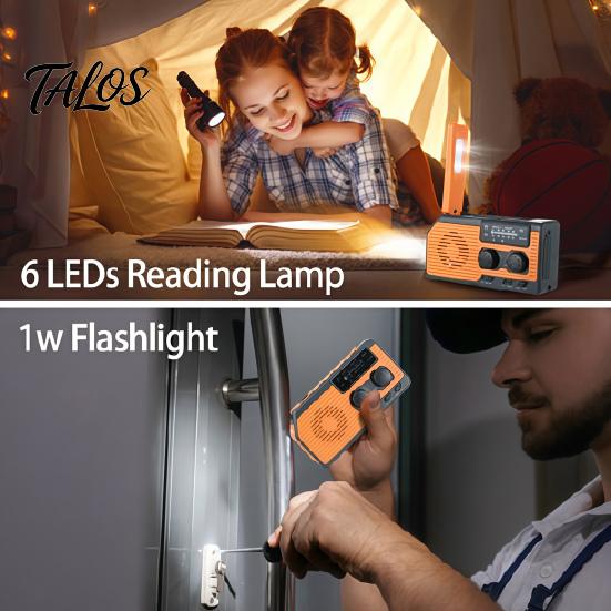 Solar Wind Up Radio for Camping Gear Emergency Radio, & Battery Powered AM/FM Rechargeable, LED Flashlight, Reading Equipment Backpacking Lamp,