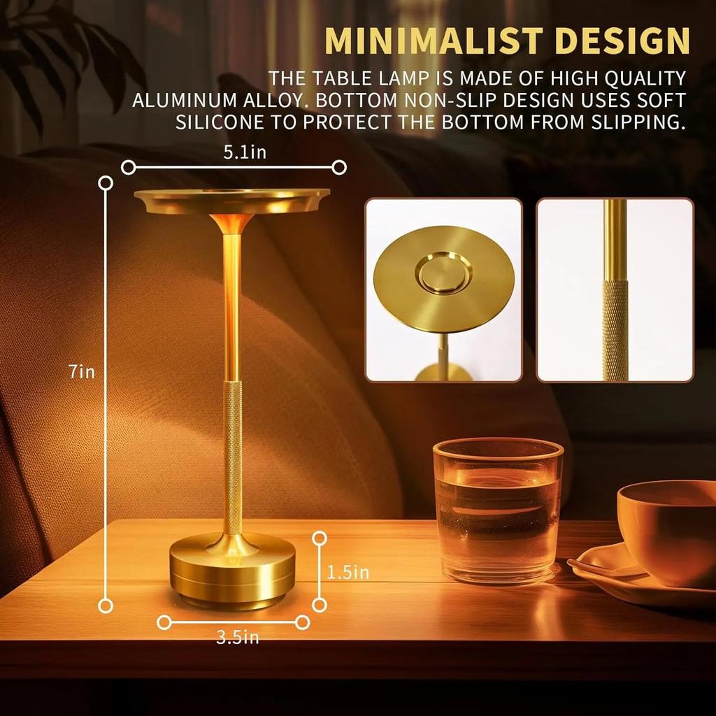 Wierless Simple Charging LED Desk Lamp Restaurant Bar Table Lamp Dimming Atmosphere Retro Portable Charging Touch USB Read Lamp