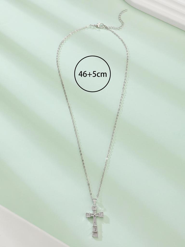 Women's Geometric Diamond Cross Necklace - European & American Punk Hip-Hop Style Choker