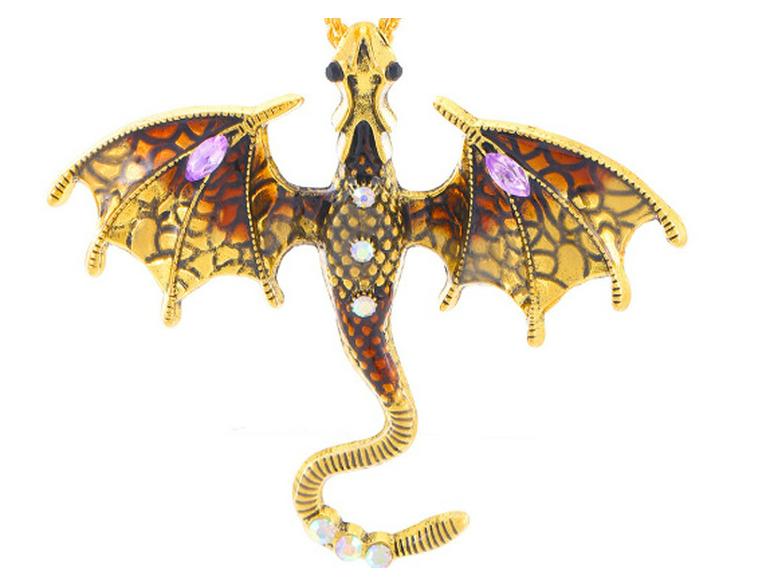Retro Colorful Enamel Dragon Brooch - Unisex Lapel Pin & Necklace Accessory
