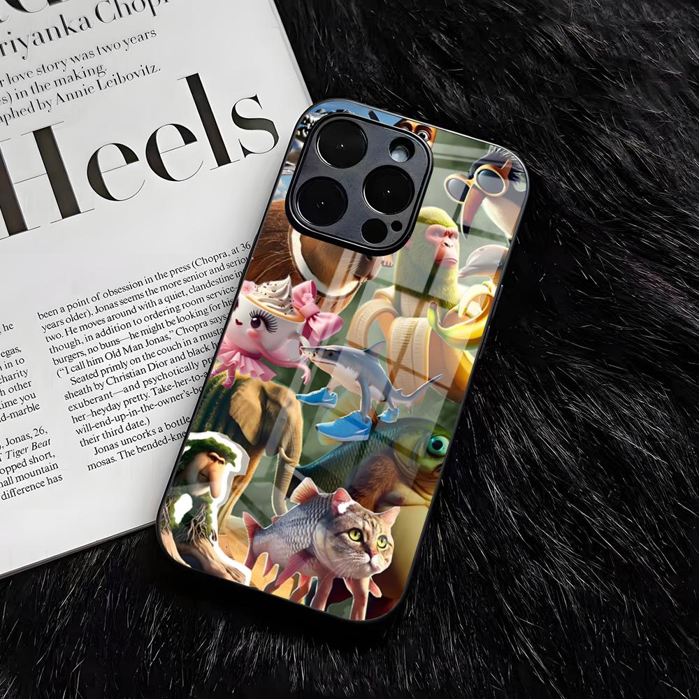 Animals Italian B-Brainrot Phone Case For IPhone 17 Air 16 E Pro Max 15 14 13 Mini 12 Pro 11 Max Plus Black Glass Cover